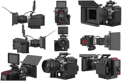 Camera video optical device set Stock Illustration