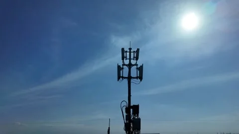 Camera video of telecommunication towers under clear sky 스톡 동영상 325720482