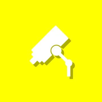 Camera, video white icon with shadow Stock Illustration