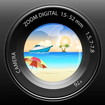 Camera view of beach Illustrazione stock