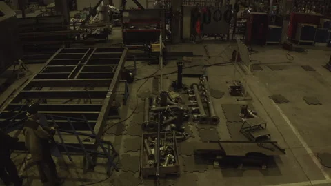 Camera view exposes vast production hall at oil and gas facility Vídeos de archivo 304413041