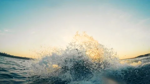Camera view is getting affected by splashes from a moving waverunner 스톡 동영상 97131278