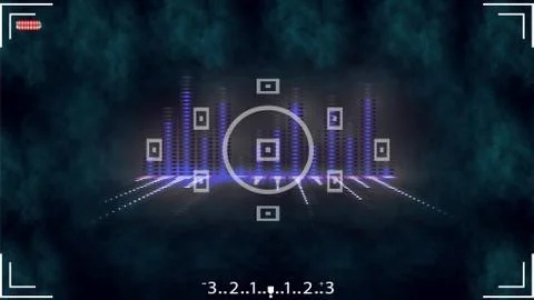 A camera viewer with an equalizer and smoke. Stock Illustration