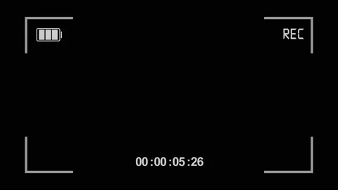 Camera viewfinder animation recording a video on black background. Camera Stock Footage 209896649