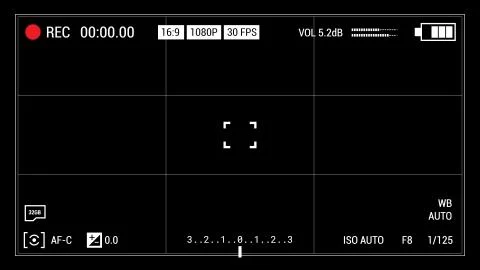 Camera viewfinder black background. Camera UI elements included Stock Illustration