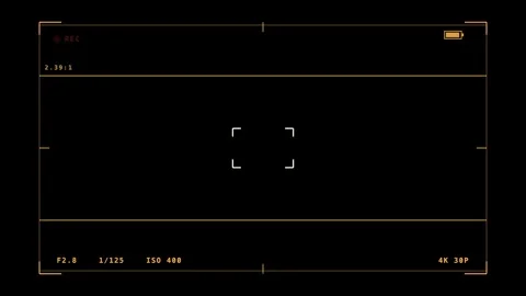 Camera Viewfinder Dual Aspect Ratio Guide Overlay On Black Background Vídeos de archivo 342718549