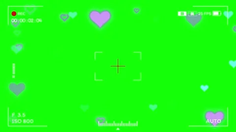 Camera viewfinder with floating hearts 库存影片 341377008
