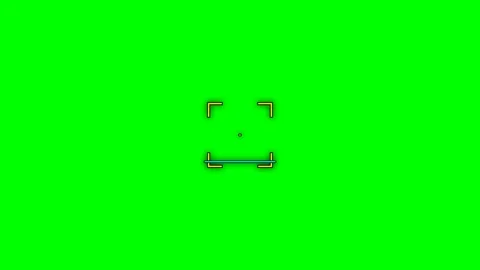 Camera viewfinder focus reticle animation on a vibrant green screen backgroun Stock Footage 340268312