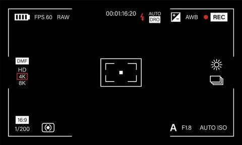 Camera viewfinder frame video or photo focus screen template design Stock Illustration