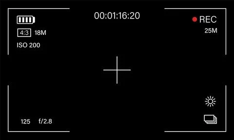 Camera viewfinder frame video or photo focus screen template graphic Stock Illustration