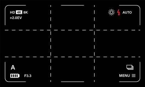 Camera viewfinder frame video or photo focus screen template isolated Stock Illustration