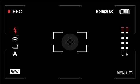 Camera viewfinder frame video or photo focus screen template vector Stock Illustration