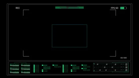 Camera Viewfinder HUD Overlay Screen with Lower Data Panel and REC Indicator Stock Footage 339094364