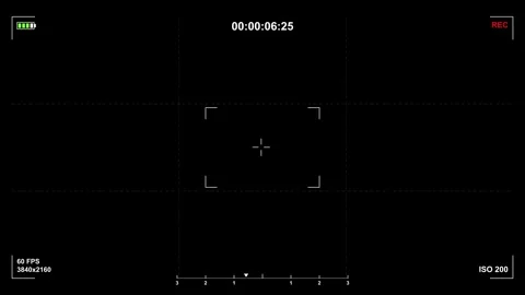 Camera Viewfinder HUD Overlay with Timecode on Black and Green Screen 動画素材 337880188