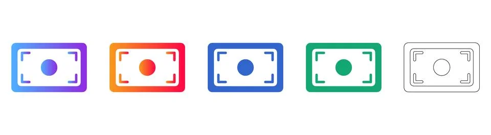 Camera Viewfinder Icons in Gradient and Minimalist Line Art Stockillustratie
