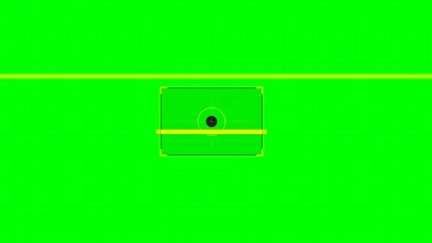 Camera viewfinder interface with a central focus point on a green screen Stock Footage 340266046