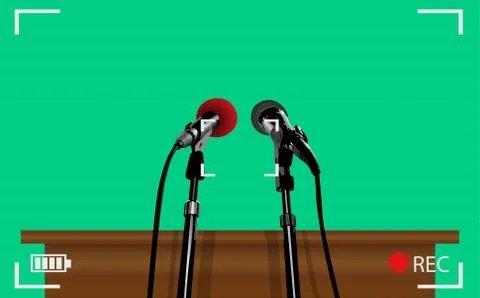 Camera viewfinder of microphone on podium Stock Illustration