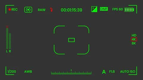 Camera viewfinder night vision video or photo frame recorder flat style design Stockillustratie