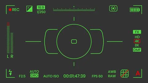 Camera viewfinder night vision video or photo frame recorder flat style design Stock Illustration