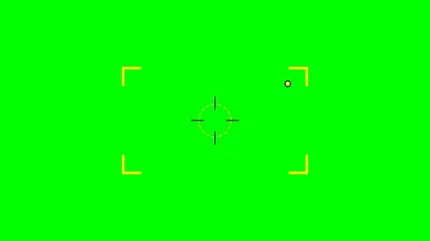 Camera viewfinder overlay featuring a digital focus reticle on green screen Stock Footage 340903329