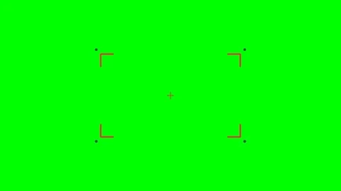 Camera viewfinder overlay featuring red corner markers on a green screen Stock Footage 340904588