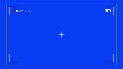 Camera viewfinder recording display and Blue screen background footage. Stock Footage 265884406