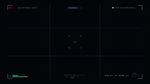 Camera viewfinder recording interface overlay with digital data and focus points Vidéo 345628377