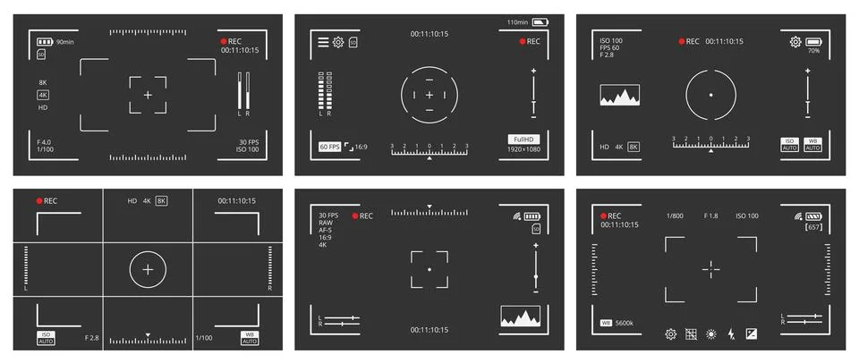 Camera viewfinder screen, vector cam display 스톡 일러스트