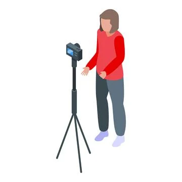 Camera vlogger icon isometric vector. Live stream 库存插图