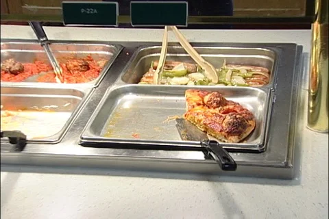 Camera Walking along Restaurant Buffet Stock Footage 121603794