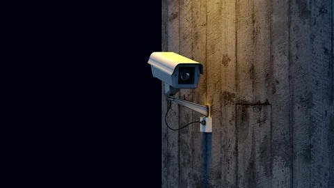 Camera on wall rotating with alpha channel no loop Video stock 91810709