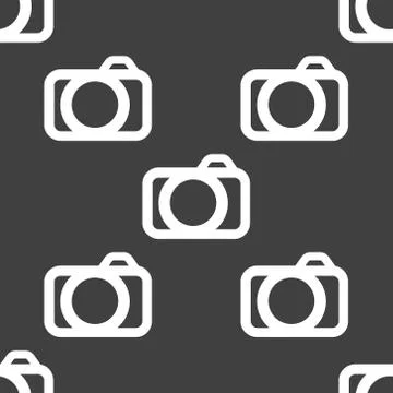 Camera web icon. flat design. Seamless pattern. Illustrazione stock