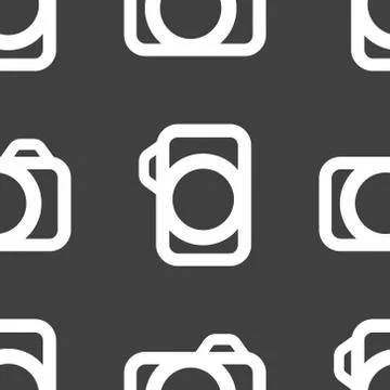 Camera web icon. flat design. Seamless pattern. Illustrazione stock