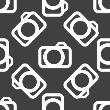 Camera web icon. flat design. Seamless pattern. Illustrazione stock