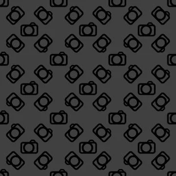 Camera web icon. flat design. Seamless pattern. Illustrazione stock