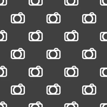 Camera web icon. flat design. Seamless pattern. Stock Illustration