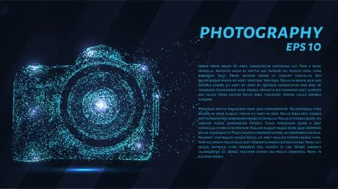 The camera which consists of points. Particles in the form of a photo on a da Stock Illustration