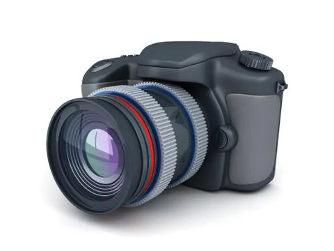 Camera on white background (done in 3d) Stock Illustration