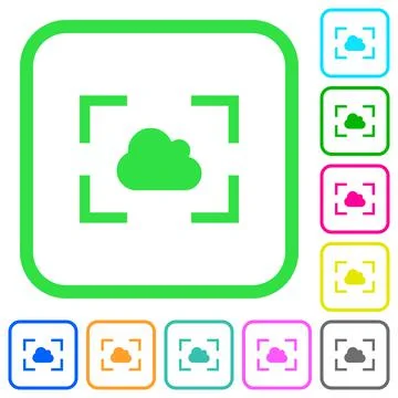 Camera white balance cloudy mode vivid colored flat icons Illustrazione stock
