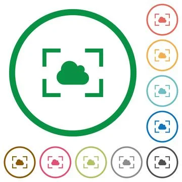 Camera white balance cloudy mode flat icons with outlines Illustrazione stock