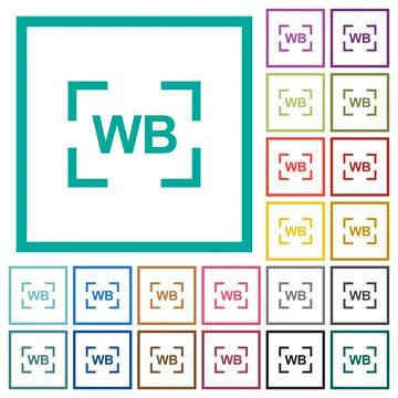 Camera white balance setting flat color icons with quadrant frames Stock Illustration