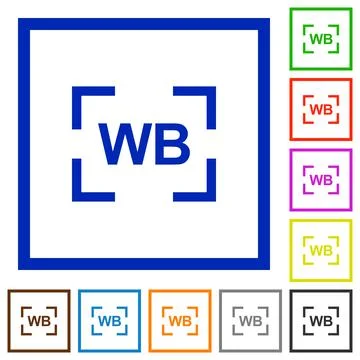 Camera white balance setting flat framed icons Illustrazione stock