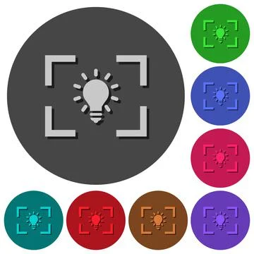 Camera white balance tungsten mode icons with shadows on round backgrounds Stock Illustration