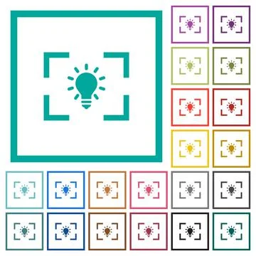 Camera white balance tungsten mode flat color icons with quadrant frames Stock Illustration