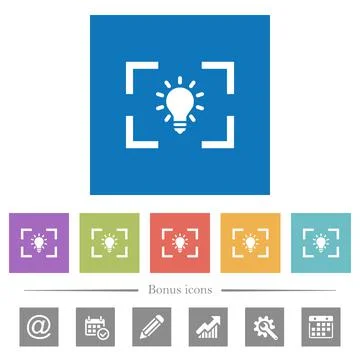 Camera white balance tungsten mode flat white icons in square backgrounds Stock Illustration