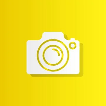 Camera white icon with shadow Stock Illustration
