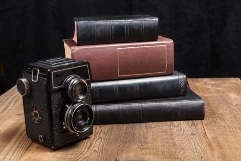 Camera On Wood Foto stock