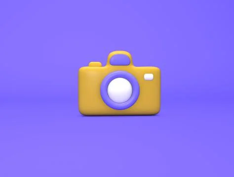 Camera Yellow Colored Illustration on Blue Bg 3d render illustration 스톡 일러스트