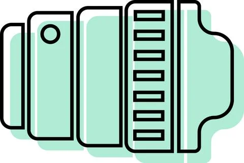 Camera zoom lens horizontal line art icon Stock Illustration