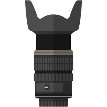 Camera zoom lens side view isolated vector isolated on white Ilustración de archivo